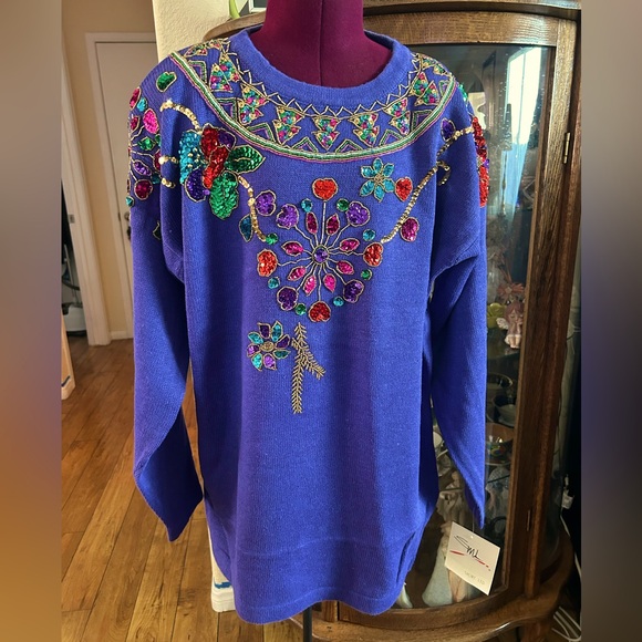 SML Sport Sweaters - NWT SML Sport LTD Vibrant Embroidered Sweater